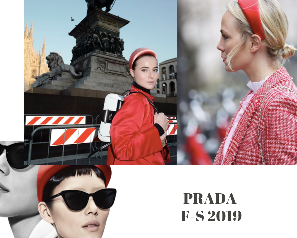 Eine Collage dem Haarreif von Prada