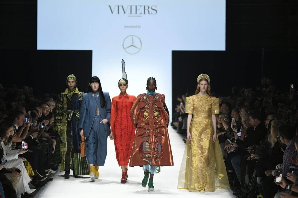 Fashion News mit Designer Viviers während der Mercedes-Benz Fashion Week in Berlin im Januar für Herbst/Winter 2020/2021