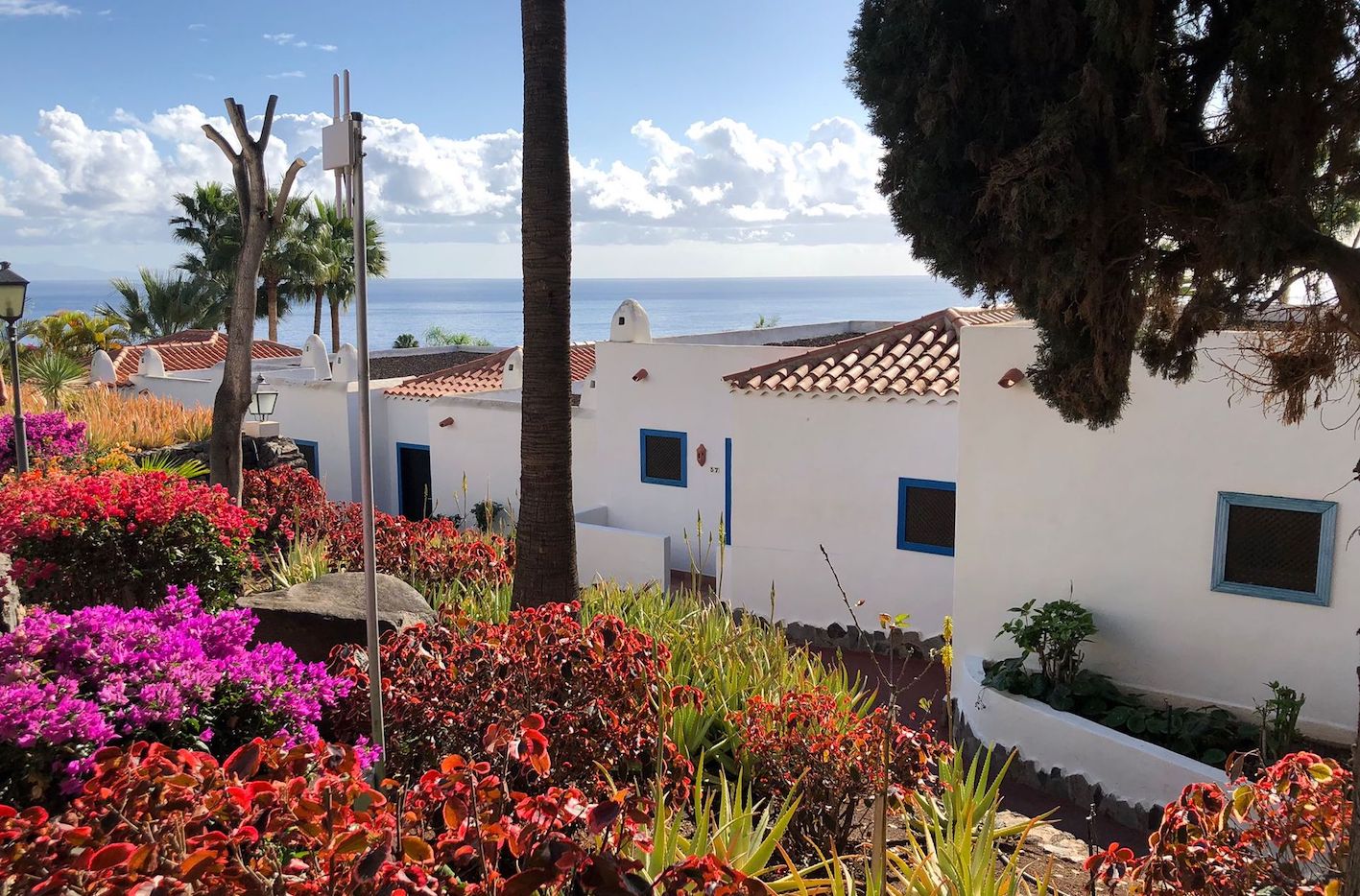 Ausblick auf den Garten und Meer vom Hotel Jardin Tecina